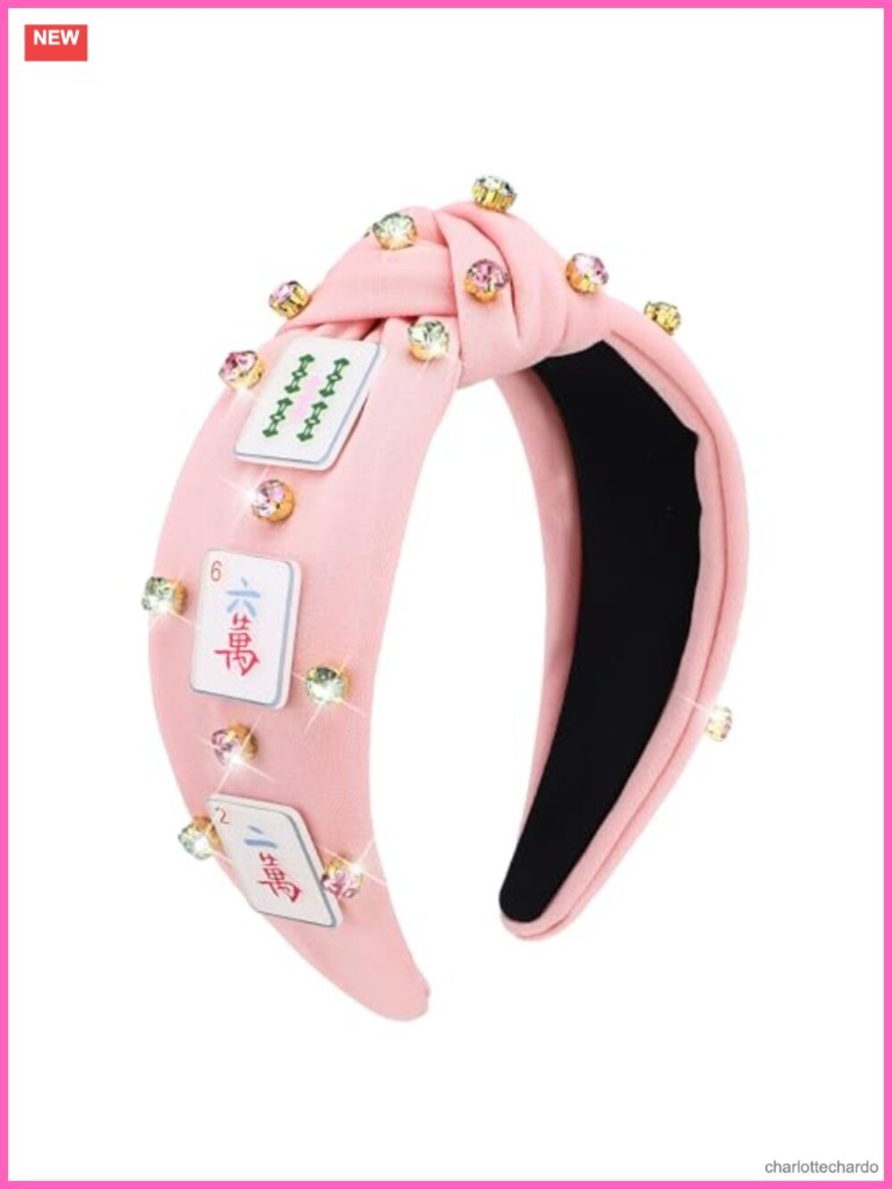 Mahjong Knotted Headband Rhinestone Fabric Hair Accessory